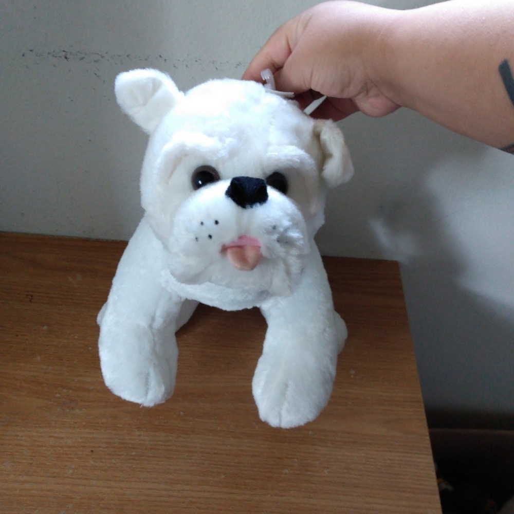 Build a bear white bull dog plush